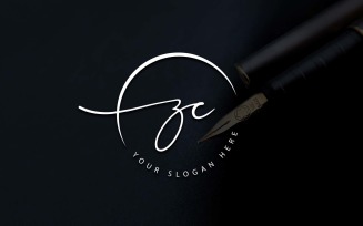 Calligraphy Studio Style ZC Letter Logo Design