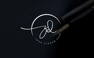 Calligraphy Studio Style ZD Letter Logo Design