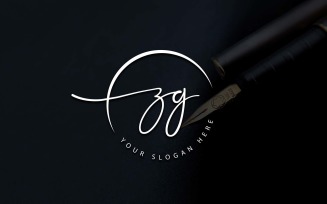 Calligraphy Studio Style ZG Letter Logo Design