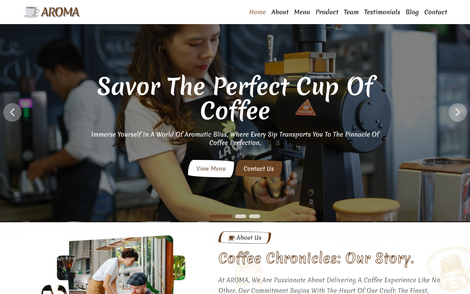 Aroma - Coffee Shop HTML5 Landing Page Template