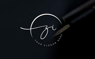 Calligraphy Studio Style ZI Letter Logo Design