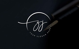 Calligraphy Studio Style ZJ Letter Logo Design