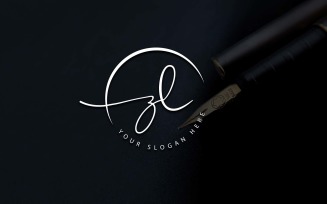 Calligraphy Studio Style ZL Letter Logo Design