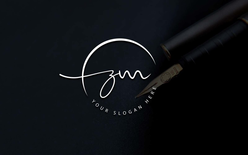 Calligraphy Studio Style ZM Letter Logo Design Logo Template