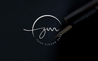 Calligraphy Studio Style ZM Letter Logo Design