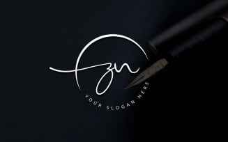 Calligraphy Studio Style ZN Letter Logo Design