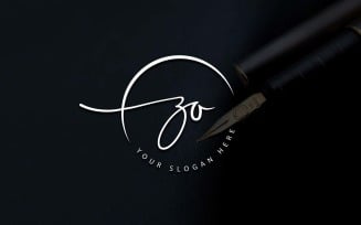 Calligraphy Studio Style ZO Letter Logo Design