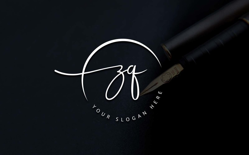 Calligraphy Studio Style ZQ Letter Logo Design Logo Template