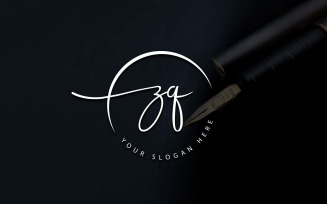 Calligraphy Studio Style ZQ Letter Logo Design
