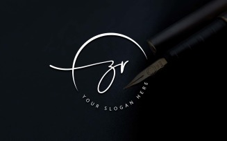 Calligraphy Studio Style ZR Letter Logo Design