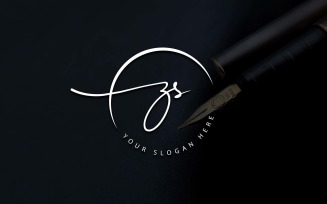 Calligraphy Studio Style ZS Letter Logo Design