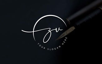 Calligraphy Studio Style ZV Letter Logo Design