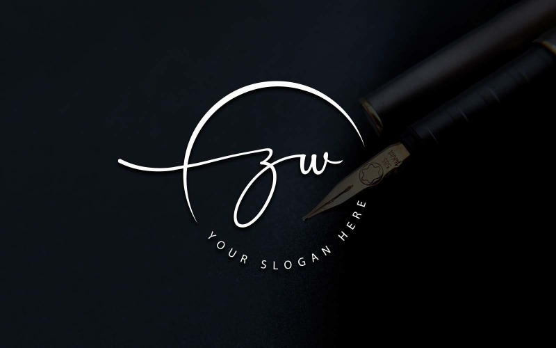 Calligraphy Studio Style ZW Letter Logo Design Logo Template