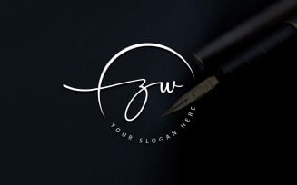 Calligraphy Studio Style ZW Letter Logo Design