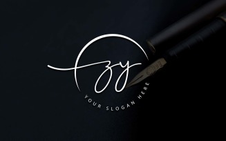 Calligraphy Studio Style ZY Letter Logo Design