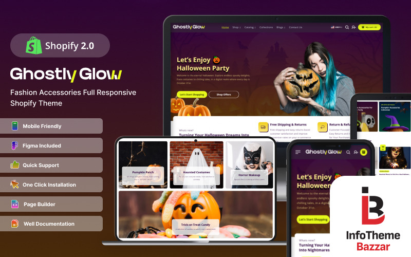 Ghostly-glow- Halloween party and Christmas festivities Shopify 2.0 theme Shopify Theme