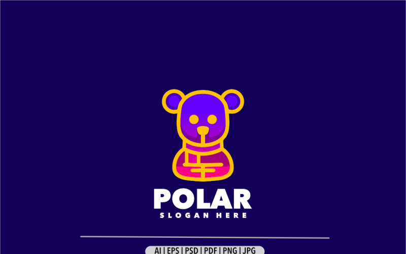 Polar bear red gradient logo Logo Template