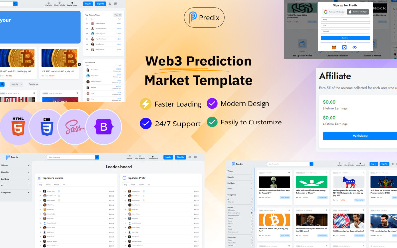 Predix - Web3 betting and Prediction Market HTML Template Website Template