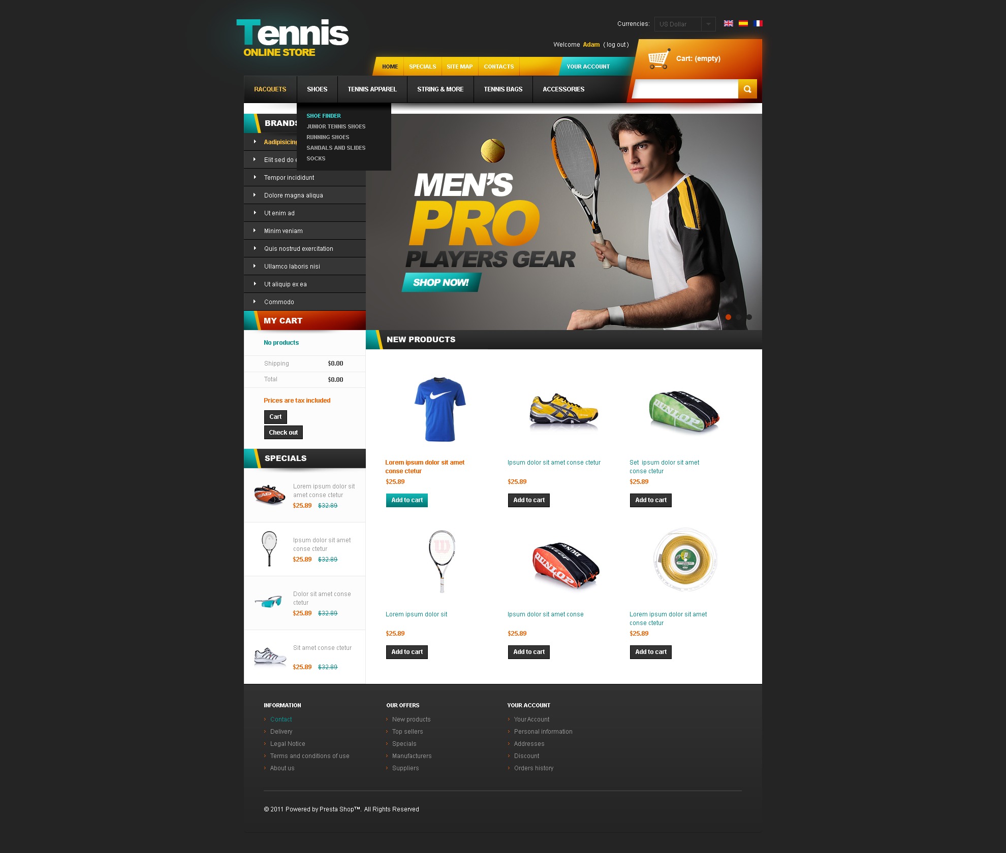 Tennis online store Theme 36155