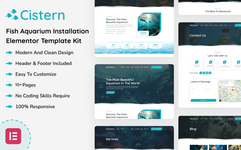 Cistern - Fish Aquarium Installation Elementor Template Kit Elementor Kit