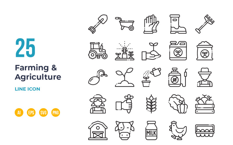 Farm and Agriculture Icon - Outline Icon Set