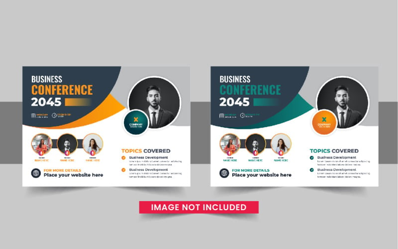 Horizontal Conference flyer or Horizontal flyer template design layout Corporate Identity