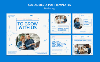 Marketing Social Media Post Set Template Design