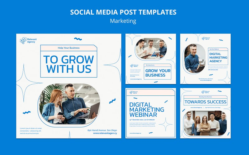 Marketing Social Media Post Set Template Design