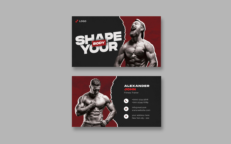 Sports Gym Business Card Design Template Corporate Identity