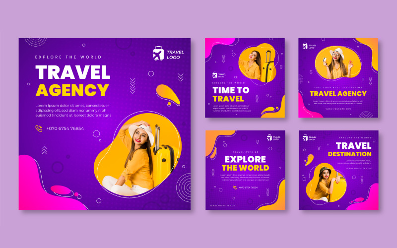 Travel Agency Social Media Post Template Collection