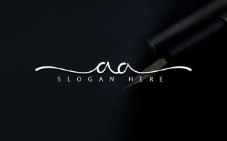 Calligraphy Studio Style AA Letter Logo Design - Brand Identity