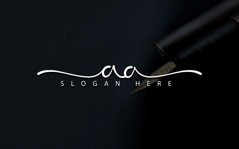 Calligraphy Studio Style AA Letter Logo Design - Brand Identity Logo Template