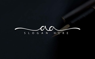 Calligraphy Studio Style AA Letter Logo Design - Brand Identity