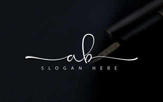 Calligraphy Studio Style AB Letter Logo Design - Brand Identity
