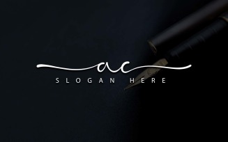 Calligraphy Studio Style AC Letter Logo Design - Brand Identity