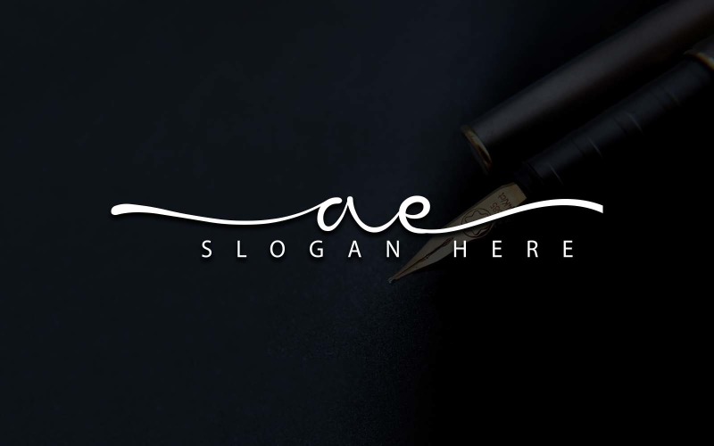 Calligraphy Studio Style AE Letter Logo Design - Brand Identity Logo Template
