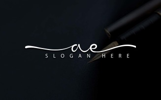 Calligraphy Studio Style AE Letter Logo Design - Brand Identity