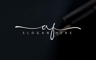 Calligraphy Studio Style AF Letter Logo Design - Brand Identity