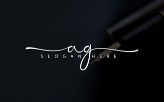 Calligraphy Studio Style AG Letter Logo Design - Brand Identity