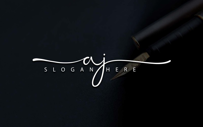 Calligraphy Studio Style AJ Letter Logo Design - Brand Identity Logo Template