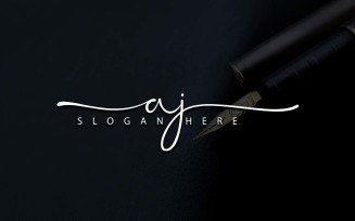 Calligraphy Studio Style AJ Letter Logo Design - Brand Identity