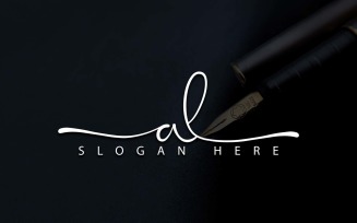 Calligraphy Studio Style AL Letter Logo Design - Brand Identity