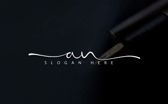 Calligraphy Studio Style AN Letter Logo Design - Brand Identity