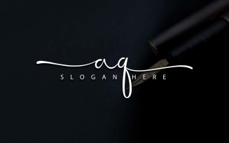 Calligraphy Studio Style AQ Letter Logo Design - Brand Identity