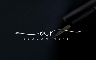 Calligraphy Studio Style AR Letter Logo Design - Brand Identity