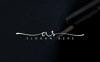 Calligraphy Studio Style AS Letter Logo Design - Brand Identity