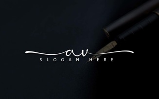 Calligraphy Studio Style AV Letter Logo Design - Brand Identity