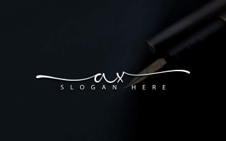 Calligraphy Studio Style AX Letter Logo Design - Brand Identity