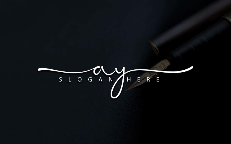 Calligraphy Studio Style AY Letter Logo Design - Brand Identity Logo Template