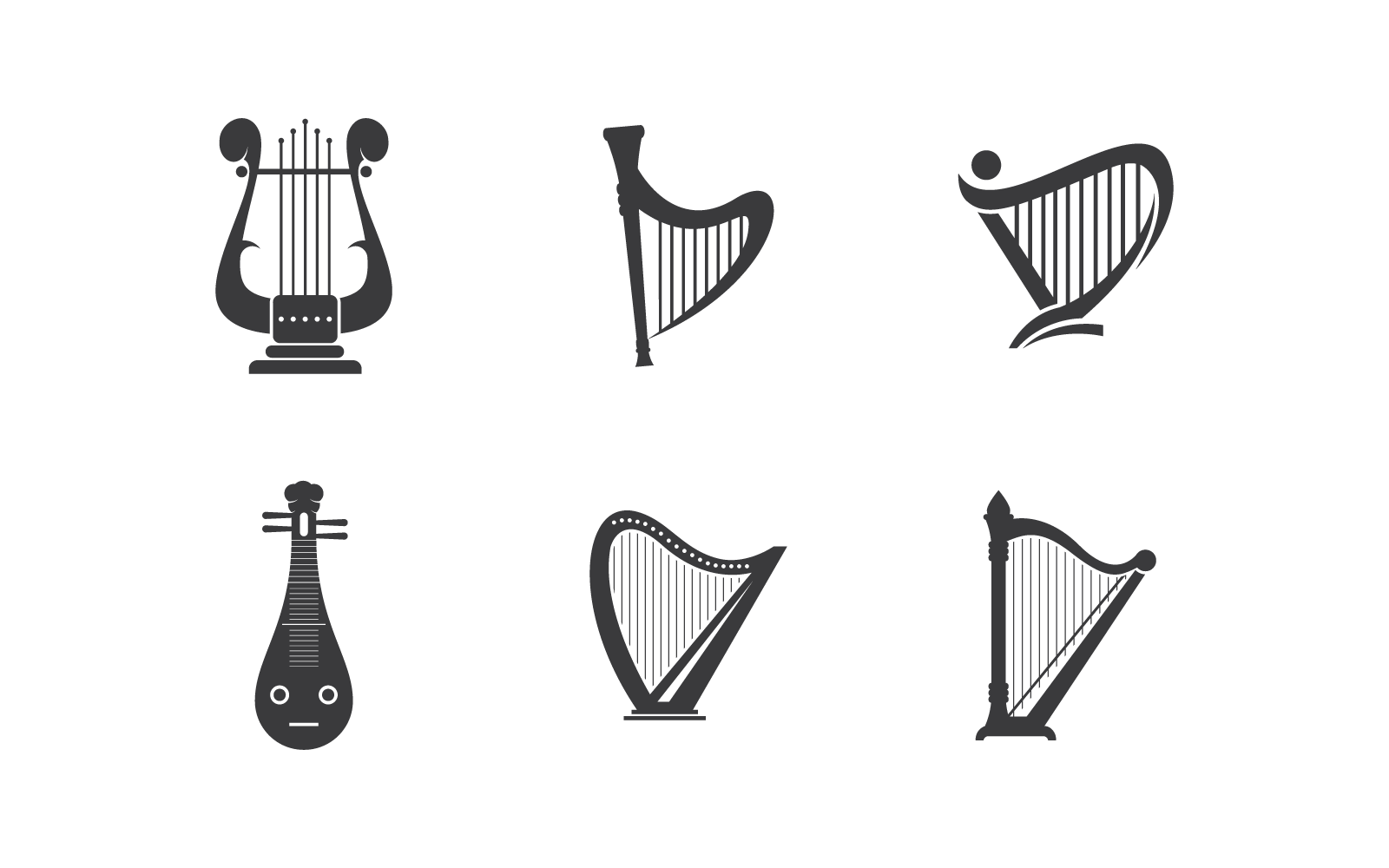 Conception de vecteur d&amp;#39;icône de logo de harpe
